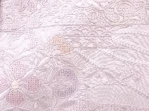 アンティーク　汕頭蘇州刺繍　ヱ霞に華紋模様一つ紋着物